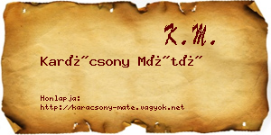 Karácsony Máté névjegykártya